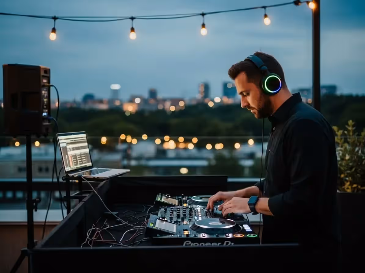 DJ profesional animando el ambiente festivo de un evento
