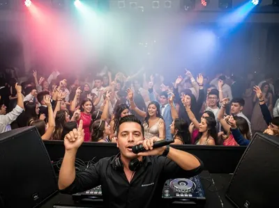 DJ y pista de baile en graduacion universitaria