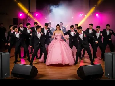 Renta de monitores para chambelanes XV anos - coreografia en escenario CDMX