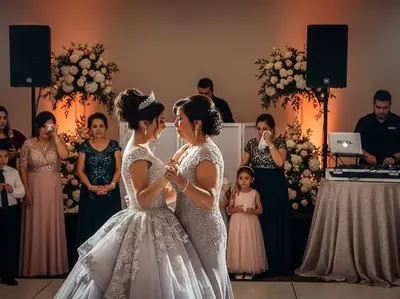 Renta de bocinas para vals de XV anos - madre e hija en salon elegante CDMX