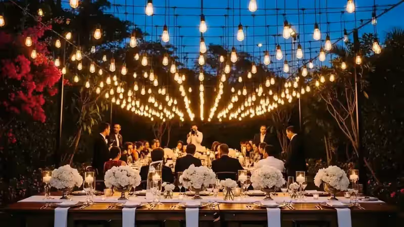 Salón de fiesta de boda con iluminación profesional