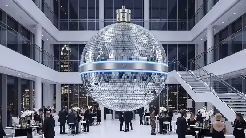 Bola disco gigante en evento corporativo de lujo