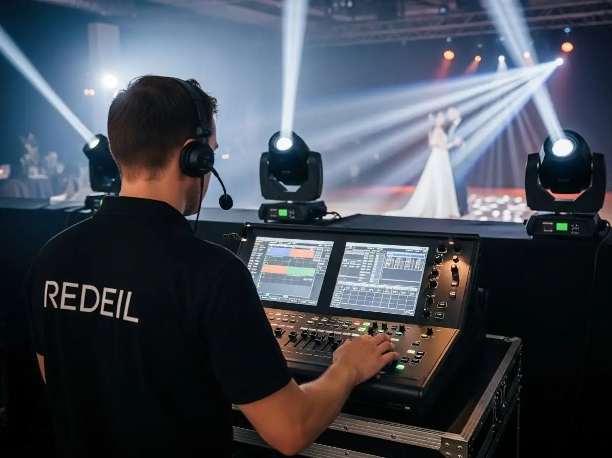 Renta de cabeza movil hibrida CMY 300W con operador profesional