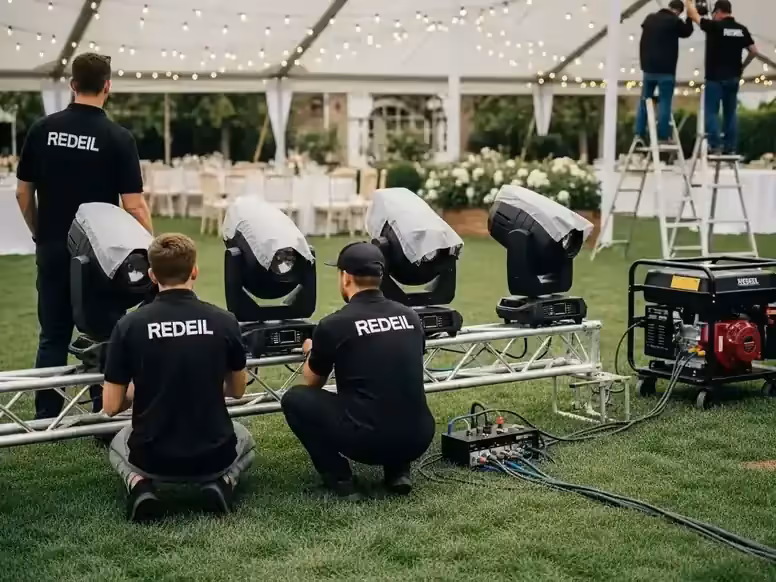 8 cabezas móviles en truss para boda estándar