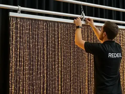 Motion drape en escenario de evento