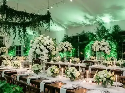 Boda romantica con iluminacion City Color rosa profesional