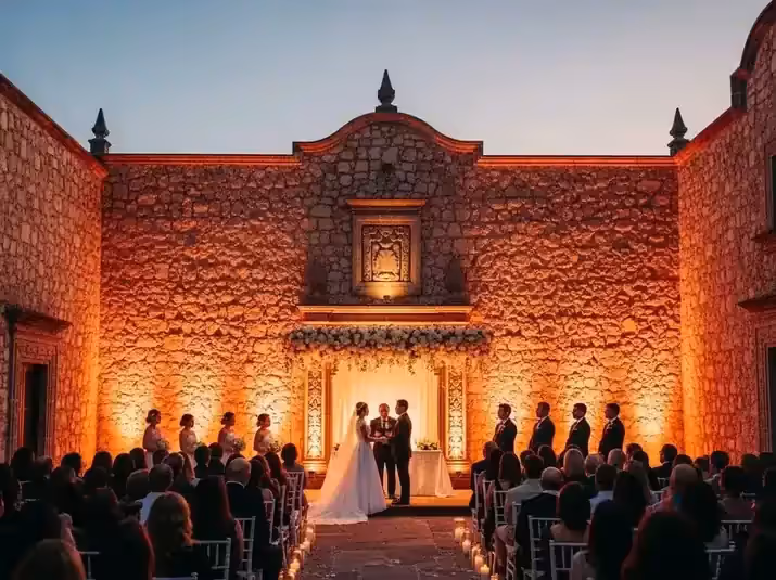 Salón de XV años iluminado en rosa con cañones LED