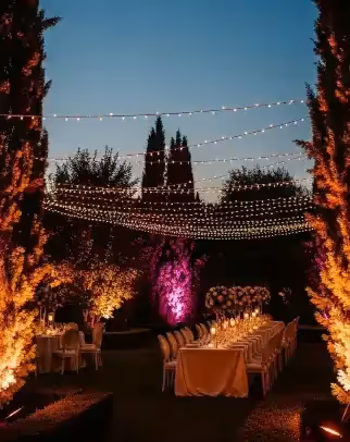 Hacienda de boda iluminada por áreas con PAR LED