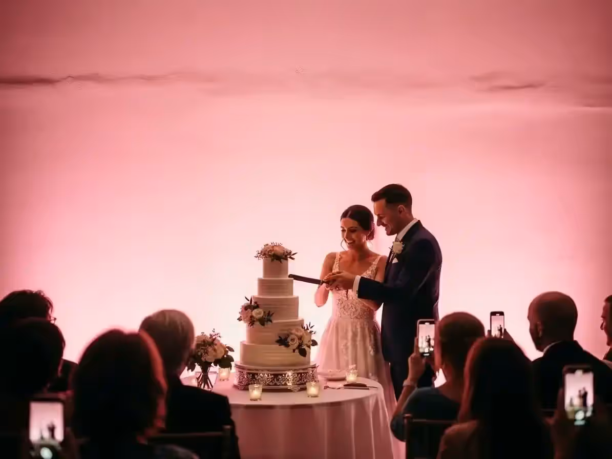 Momento del pastel en magenta con luminarias PAR LED