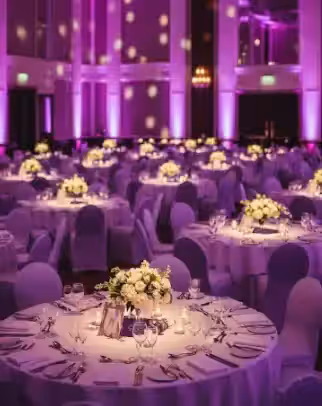 Boda en CDMX con el salón completo vestido por PAR LED