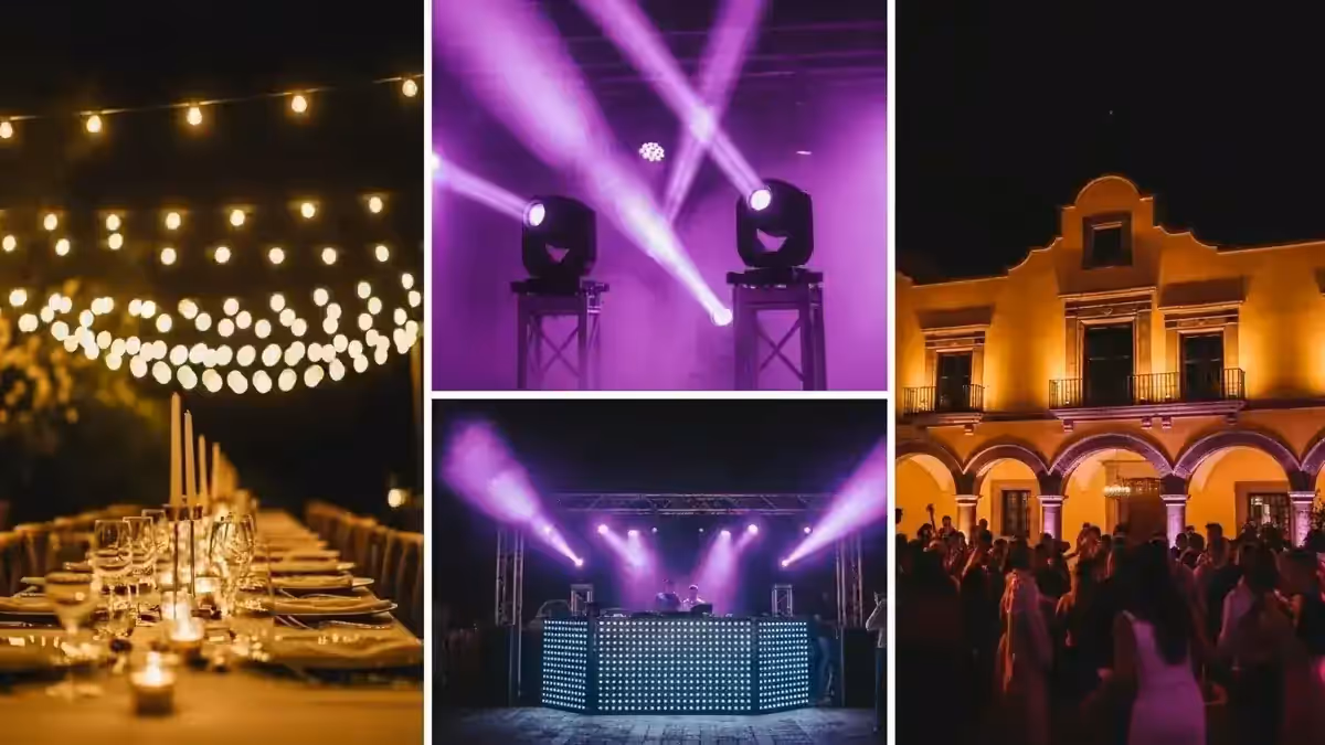 Evento nocturno en exterior con planta de luz REDEIL