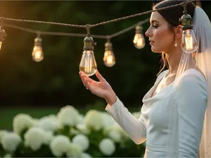 Guirnaldas con focos tipo globo G40 y G50 para recepcion de boda elegante CDMX