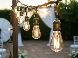 Guirnaldas con focos de filamento decorativo para bodas en exterior CDMX