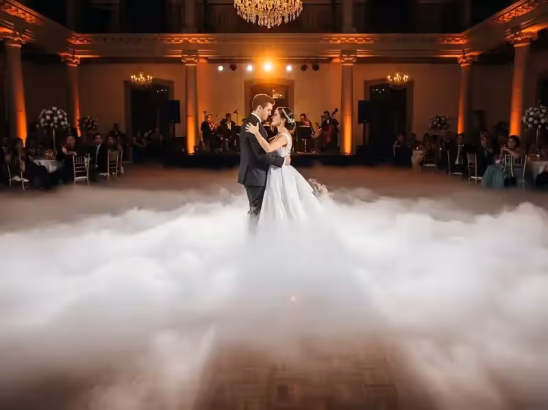Vals de XV años con efecto de niebla baja