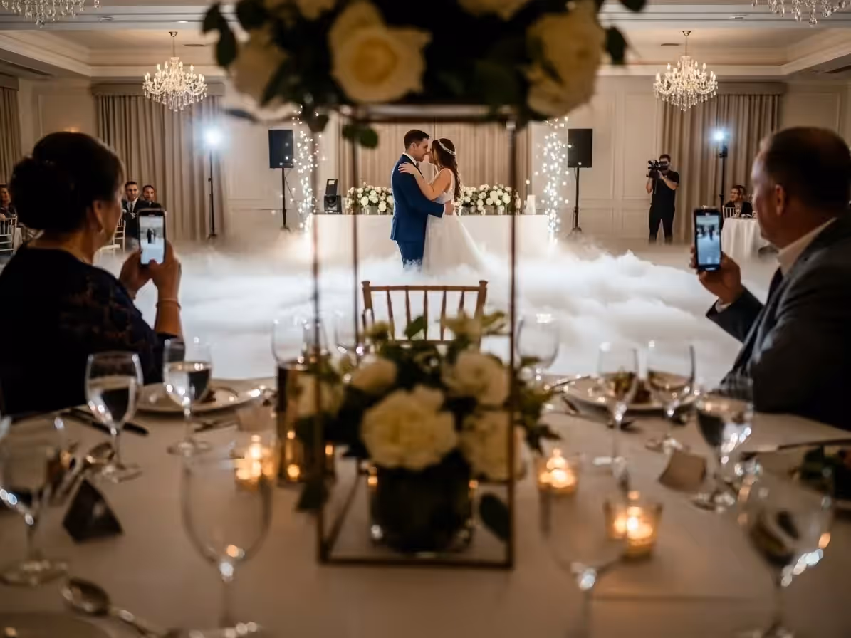 Vals de quinceañera con niebla baja en el segundo momento de la noche
