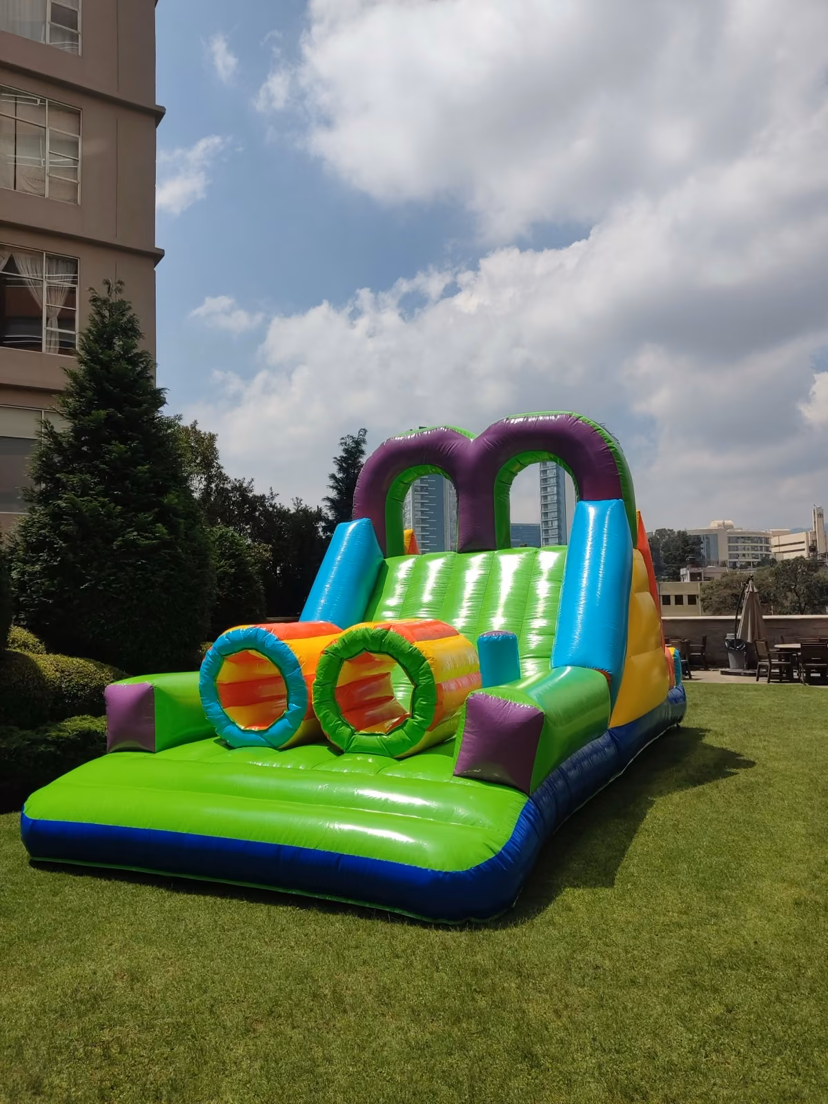 Tobogán del circuito extremo inflable con mallas de seguridad