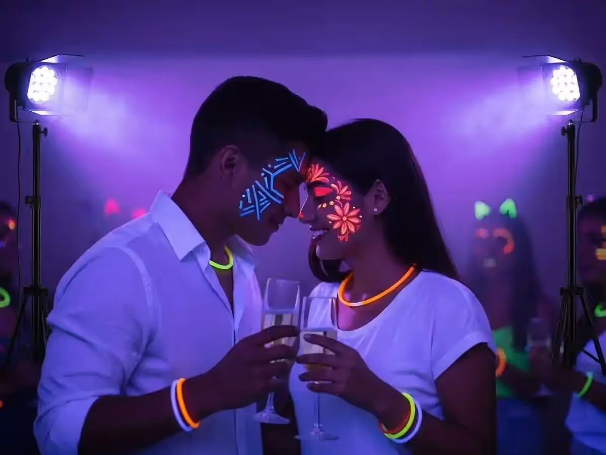 Ambiente de fiesta con luz negra blacklight