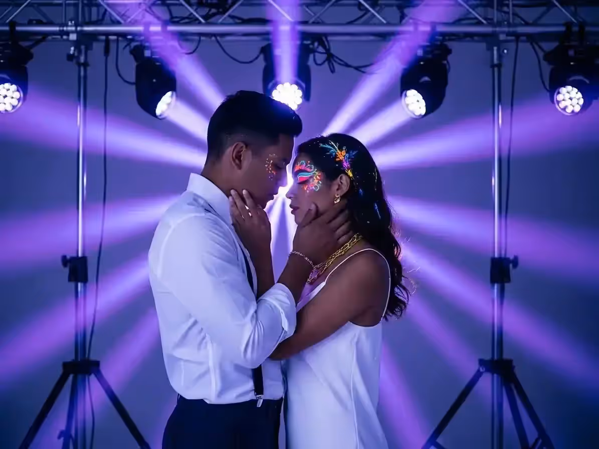 Fiesta neón con luz ultravioleta profesional