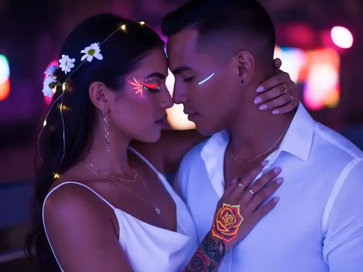 Fiesta temática neón con luz UV profesional