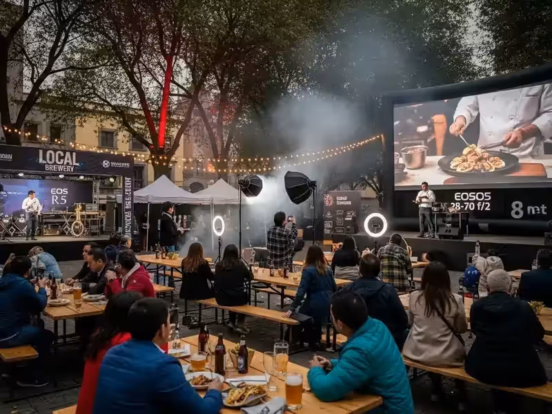Pantalla inflable para presentación con proyector de alta luminosidad