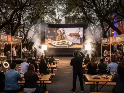 Pantalla gigante de cine inflable en feria