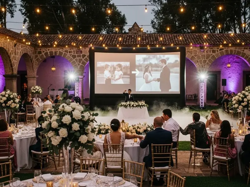 Cine al aire libre con pantalla inflable y picnic nocturno bajo las estrellas