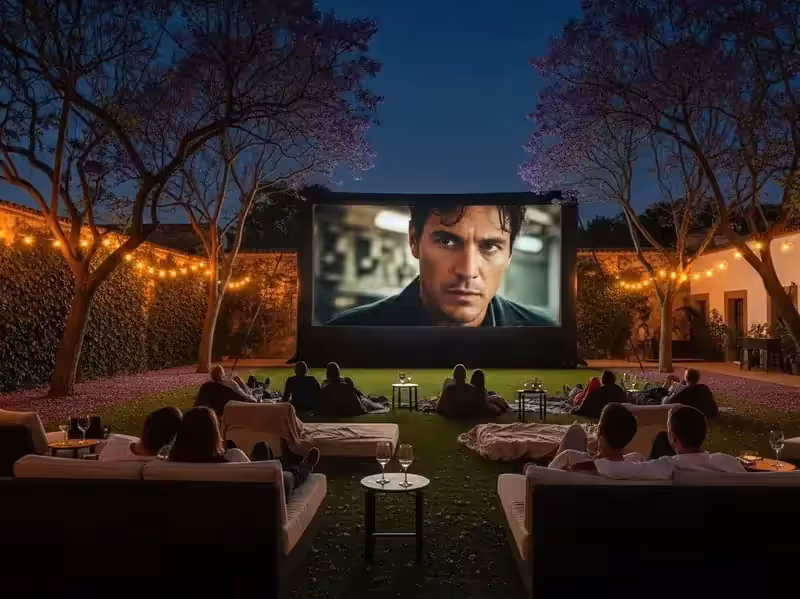 Pantalla inflable exterior para cine bajo las estrellas