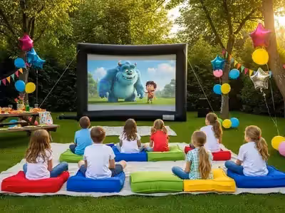 Pantalla inflable gigante en renta para eventos nocturnos