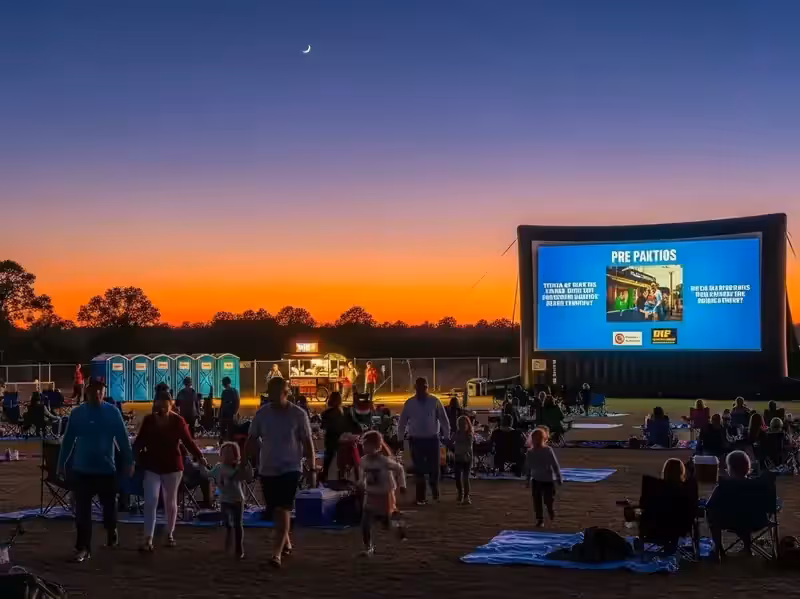Pantalla inflable de gran formato en festival de música