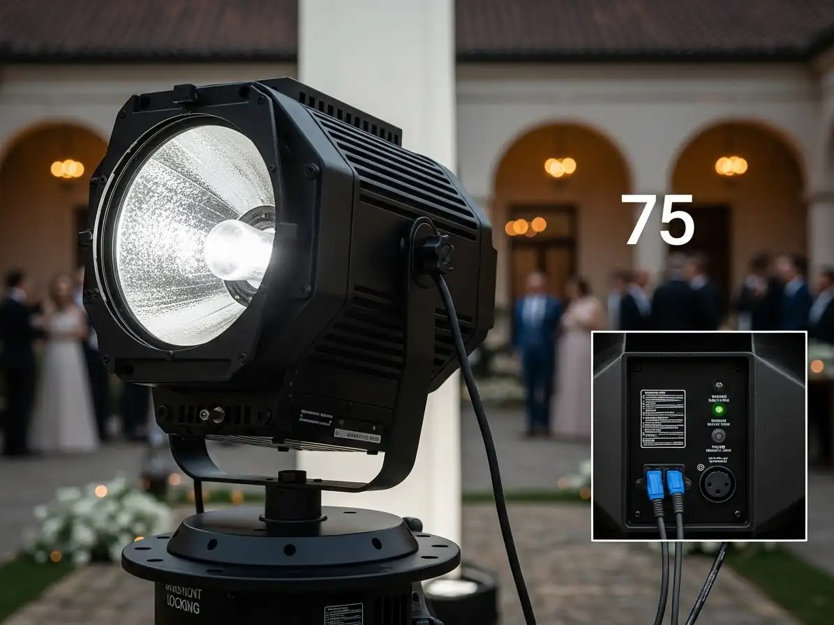 Renta de Sky Tracker 2000W con haz de luz en boda hacienda